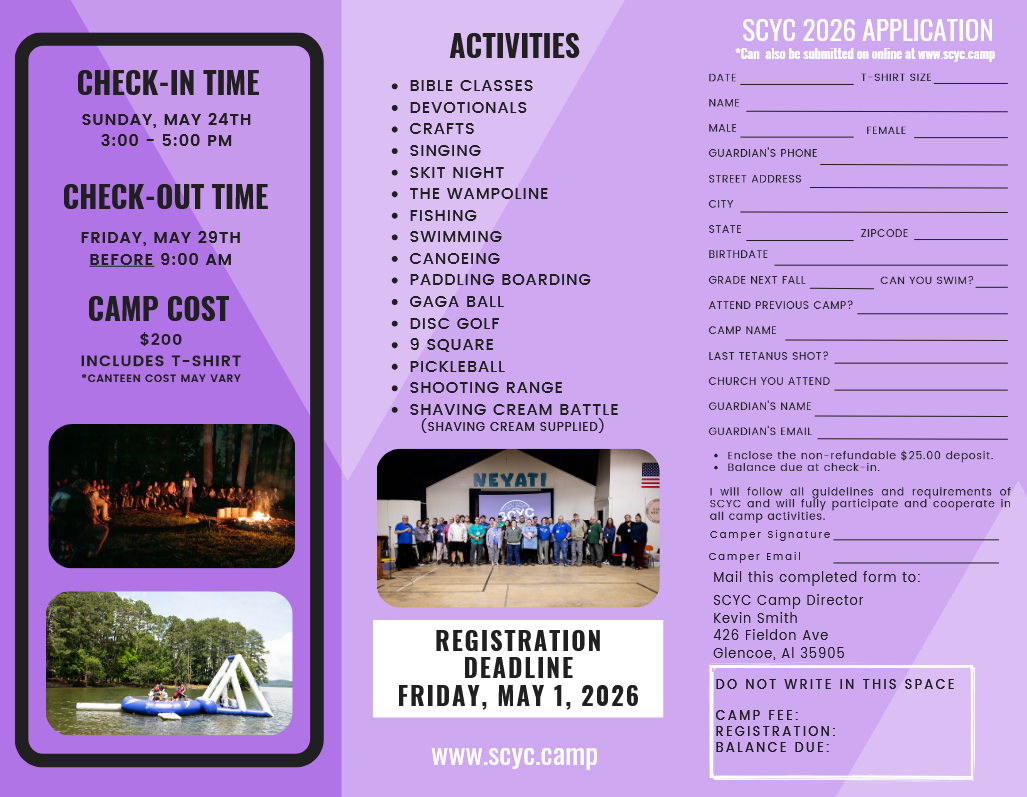2026 SCYC Registration Form Image